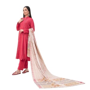 Salwar Kameez pakistaní de marca para mujer, con bordado y estampado digital, listo para usar, ideal para fiestas y bodas, en color melocotón. - Product Image 1