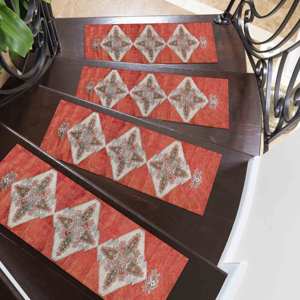 Tapis rouge, tapis au design Kilim, tapis à motifs ethniques, tapis imprimé - Product Image 4