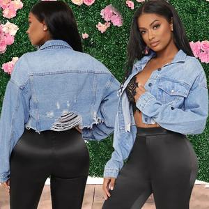 Chaqueta Vaquera Corta de Algodón 100% Personalizable, Chaqueta Informal Premium Desgastada para Mujer, Chaqueta Vaquera Elegante al por Mayor 2025 - Product Image 6