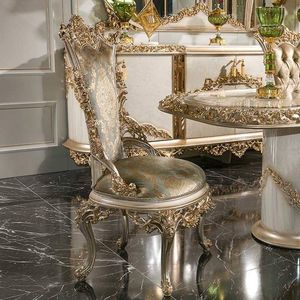 Imperiosa Hotel Emma Luxury <b>Dining</b> <b>Table</b> Set Solid Teak Wood <b>White</b> Gold Hand Carved Palace Furniture Collection dinning <b>table</b> - Product Image 4
