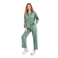 Conjunto de Pijamas para Mujer, Nuevo Diseño, Cintura Elástica, Cintura Alta, Mangas Largas, Largo hasta la Rodilla, Logotipo Frontal, Tela de Rizo, Transpirable para Invierno