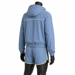 Conjunto Deportivo Unisex Azul Claro con Capucha, Pantalones Cortos Deportivos con Cierre y Manga Larga, Secado Rápido, Ligero, Ropa de Verano - Product Image 4