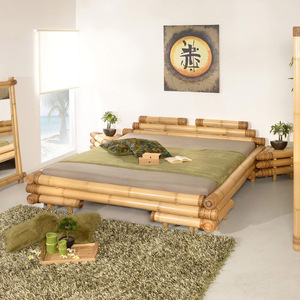 Lit double en bois de bambou écologique pour les complexes de villégiature Lits en bois faits à la main de la meilleure qualité - Product Image 5