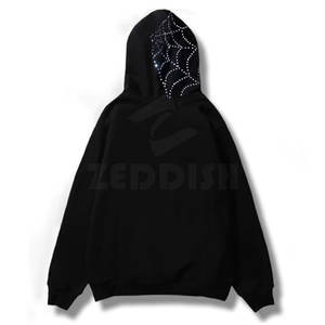 Sudaderas con capucha transpirables de alta calidad para hombre con diamantes de imitación Patrón sólido Cuello con capucha para invierno-MOQ bajo - Product Image 2