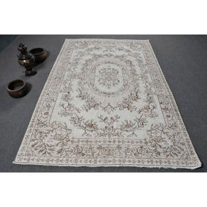 Alfombra tradicional de lana marrón Beige de 5,3x8,2 pies, diseño clásico de retales turcos Vintage para dormitorio, cabecera de látex Rectangular - Product Image 1