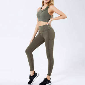 Ropa de Fitness para mujer con patrón sólido a la moda más vendida, conjunto de Yoga a un precio razonable, función de talla grande, equipo de entrenamiento de venta en línea - Product Image 3