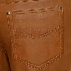 กางเกงหนังผู้ชายน้ำหนักเบาเสื้อผ้าลำลองกันลมลายตรงโลโก้ออกแบบได้ตามต้องการ - Product Image 6