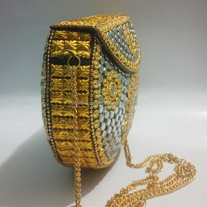 ใหม่กระเป๋าคลัทช์ลายพระจันทร์ครึ่งเสี้ยวแบบหลากสีประดับลูกปัดโทนสีทองกระเป๋าถือสีทองสำหรับเด็กผู้หญิงโดยงานฝีมือ RF - Product Image 2