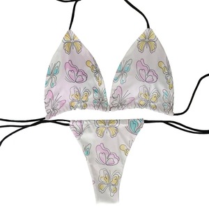 Ensembles de bikinis OEM solides, bikini de plage imprimé crâne galaxie champignon entrecroisé, deux pièces de fond triangle à bretelles spaghetti réglables - Product Image 3