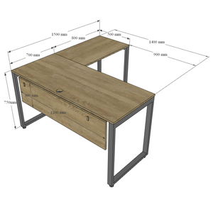 L-Shaped Gaming <b>Desk</b> HBRT052 System 140cm Plywood Main Tabletop Foldable with Bookshelf and <b>Drawer</b> - Product Image 4