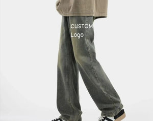 Pantalones cortos de mezclilla holgados de verano para hombre, logotipo personalizado de alta calidad, estilo callejero transpirable, tejido de punto, patrón sólido, Vintage - Product Image 3