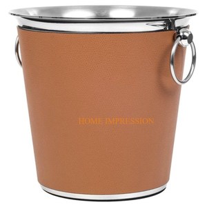 Barware Decor Cubo de botella de vino Espejo martillado Cubo de hielo de vino de acero inoxidable pulido con borde de cuentas a precio al por mayor - Product Image 4