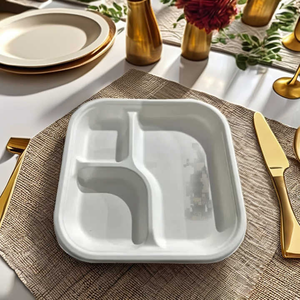 Meilleures assiettes en bagasse biodégradables personnalisables pour les hôtels, les mariages et les banquets - Product Image 1