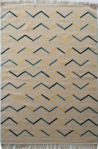 Venta directa de fábrica elegante diseño moderno de Chevron Alfombra de lana tejida a mano Kilim tejido plano para sala de estar hoteles alfombras hechas a mano - Product Image 2