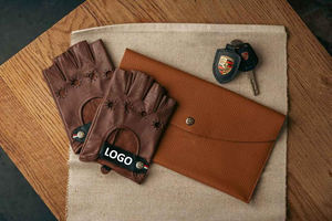 Gants de conduite demi-doigt à la mode en peau de daim et peau de chèvre Logo personnalisé Prix raisonnables Nouveau design - Product Image 4