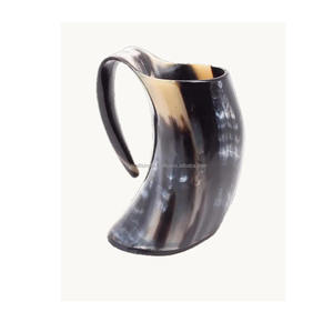Tasse en corne robuste et artisanale de haute qualité avec poignée Chope médiévale authentique pour la bière Mead parfaite pour la reconstitution - Product Image 2
