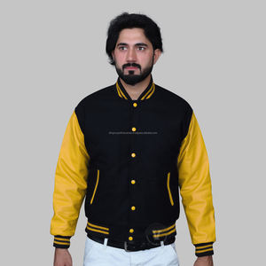 Veste de baseball universitaire personnalisée de haute qualité pour hommes avec manches en cuir Décoration de poche style course à pied - Product Image 1