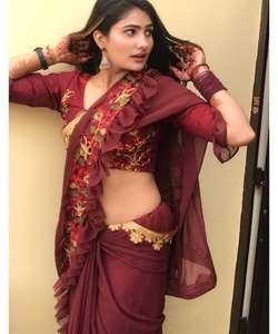 Les femmes indiennes portent des vêtements de fête Georgette miroir travail Saree avec chemisier pièce Les femmes indiennes portent pas cher bas prix en gros Surat. Alphanumero - Product Image 1