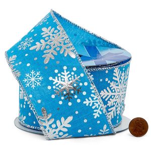 Snowflake Christmas <b>Wired</b> <b>Ribbon</b> for Festive Decorations - Product Image 3