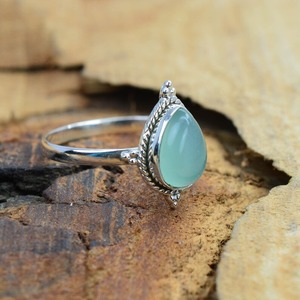 Aqua Chalcedony Gemstone 925 Stamp <b>Silver</b> Sterling Girls Ring Luxurious Handmade Ring Jewelry 925 Sterling <b>Silver</b> Gemstone Ring - Product Image 4