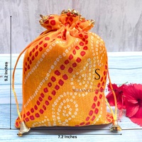 Sac à cordon unique en tissu imprimé Bandhej traditionnel du Rajasthan, sac Potli pour cadeau de mariage, cadeau de retour