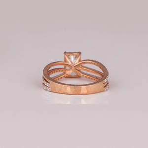 14KT Rose Gold Plated <b>Split</b> Shank Engagement <b>Ring</b> Hidden Halo with Radiant Cut Lab Grown Diamond Perfect Birthday Gift for Women - Product Image 4