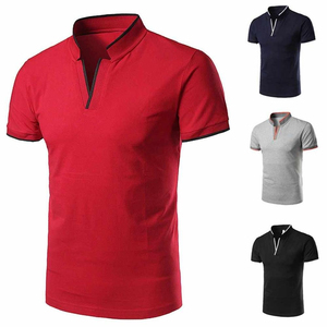 Polo à manches courtes pour homme, noir, tricoté, couleur unie, coupe classique, avec col à bordure blanche - Product Image 3