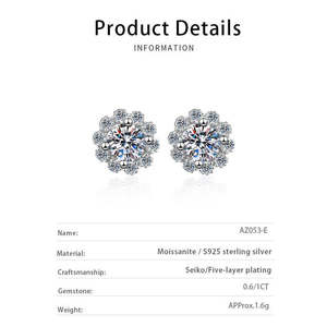 ต่างหูมอสซาไนต์ทรงกลม 1 กะรัต ดีไซน์หรูหราและสง่างาม - Product Image 4