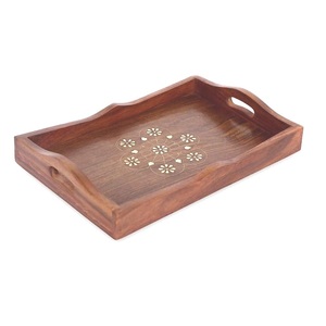 Rounded Wood & <b>Marble</b> <b>Tray</b> With Gold Plated Handle Food Drink & Breakfast Serving Dishes <b>Tray</b> - Product Image 6