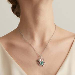 Collier pendentif pieuvre thème océan Jeulia avec agate mousse en forme de cœur - Product Image 5