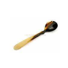 Cuillère à dessert en corne de buffle polie naturelle à long manche, fabriquée à la main, écologique et durable - Product Image 4