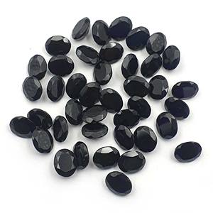 Pierres précieuses en vrac d'onyx noir naturel certifié IGI 25pcs coupe ovale 10x12MM variété coeurs jaunes roses traités thermiquement 101 CT Lot - Product Image 1