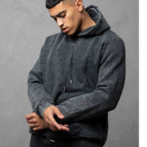 Sudadera con capucha personalizada de alto gramaje, con lavado pesado y efecto desgastado, al por mayor, con hombros caídos, estilo vintage y lavado ácido - Product Image 4