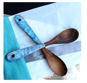 Natural Acacia <b>Wood</b> Eco-Friendly Luxury Salad Server Set of 2 Handmade Home Kitchen <b>Utensils</b> - Product Image 3