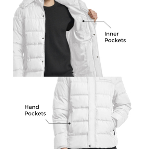 Veste matelassée en toile légère personnalisable, coupe-vent respirant de haute qualité avec fermeture à glissière à col montant pour l'hiver en extérieur - Product Image 5