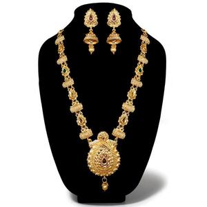 Kriaa 1110206A Collier Haram plaqué or serti d'une pierre d'Autriche brune pour les mariages - Product Image 1