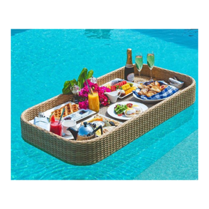 Buena oferta para vacaciones de diferentes formas de alta calidad para Hotel y Resort desayuno piscina flotante bandeja de ratán personalizada - Product Image 2