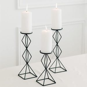 Modern Metal <b>Craft</b> <b>Iron</b> Black Desktop Candlestick Stand Living Room Decoration Candle Holders Simple Fashion Candelabra - Product Image 2