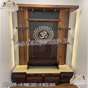 Templo de madera de teca artesanal para el hogar, Base de elefante de doble poste, gran tamaño - Product Image 3