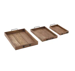 Plateau de service en bois d'acacia 3 pièces de différentes tailles 100% Plateau en bois naturel fait à la main - Product Image 4