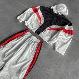 Dernière mode Coupe-vent décontracté oversize Color Block Nylon Sweat Suit Zip up Jogging Set Polyester Men 2 Piece Tracksuit - Product Image 1