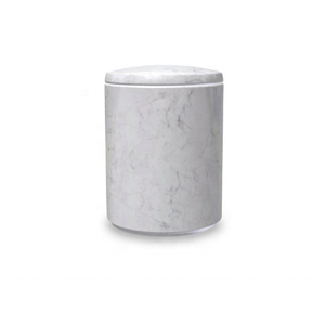 Urne funéraire cylindrique de Style marbre blanc classique finition lisse élégante urne commémorative de qualité supérieure personnalisée à la main - Product Image 1