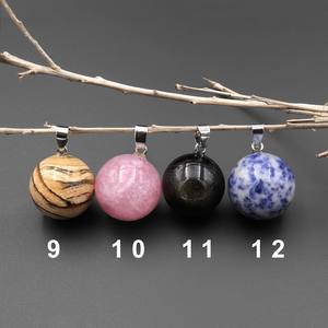 จี้อัญมณีทรงกลมธรรมชาติ15มม. เลือกได้หลายแบบสำหรับงานปาร์ตี้สร้อยคอแบบเจาะของขวัญที่มีอัญมณีหลวม - Product Image 4