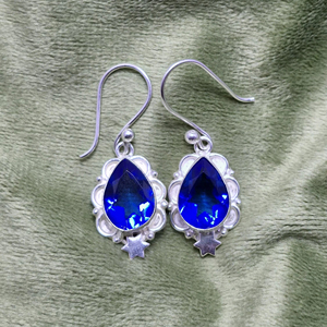 Nouvelles boucles d'oreilles en argent sterling 925 avec pierre précieuse tanzanite, design bohème pour fiançailles, mariage et fête - Product Image 1
