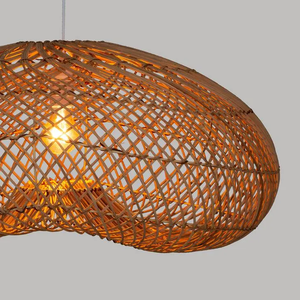 โคมไฟหวายสานทำด้วยมือโคมไฟเพดานหวายธรรมชาติสำหรับตกแต่งห้องนั่งเล่นห้องนอน - Product Image 5