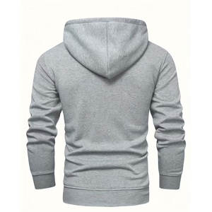 เสื้อฮู้ดผ้าเฟรนช์เทอร์รี่ลำลองพร้อมซับในขนนุ่ม บล็อกสีทึบ เสื้อสวมหัวแขนยาวพร้อมเชือกผูกและซิป - Product Image 2