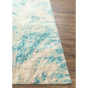 พรมทัตต์วัมสีน้ำเงินถักมือจากขนสัตว์และไหมไผ่ ลายแบบนามธรรม รูปทรงสี่เหลี่ยมผืนผ้า สำหรับตกแต่งบ้าน ห้องนั่งเล่น ห้องนอน ทำจากวัสดุผ้าฝ้าย - Product Image 4