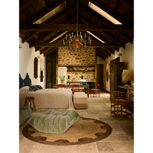 เสื่อต้อนรับแบบวงกลมครึ่งวงถักด้วยมือพรมเน้นสไตล์โบฮีเมียนตกแต่งพื้นที่ในห้องอินเดียปรับขนาดได้ - Product Image 5