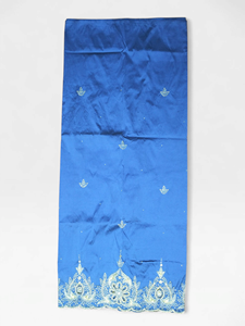 Royal Blue Beaded George Fabric with Silver <b>Embroidery</b> Luxury Nigerian Wedding Party Wear Lace <b>Material</b> - Product Image 2