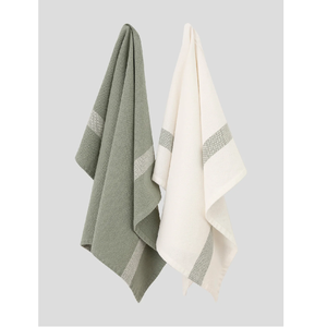 Beaumont Vert Blanc beaux designs de haute qualité charme nordique unique tissu doux certificat GOTS Linge de cuisine Torchons - Product Image 1